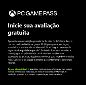 Gamepass Pc 14 Dias (Contas Novas Apenas) - Assinaturas e Premium