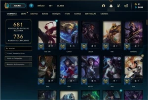 Conta Unranked com TODOS os champs e 211 Skins + 3 Prestigio - League of Legends LOL