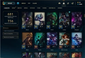 Conta Unranked com TODOS os champs e 211 Skins + 3 Prestigio - League of Legends LOL