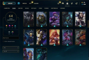 Conta Unranked com 120 Champs e 63 Skins - League of Legends LOL