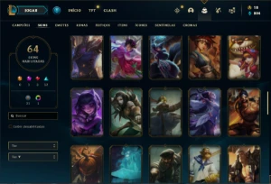 Conta Unranked com 120 Champs e 63 Skins - League of Legends LOL