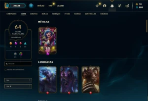 Conta Unranked com 120 Champs e 63 Skins - League of Legends LOL
