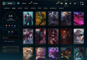 Conta Unranked com 120 Champs e 63 Skins - League of Legends LOL