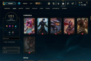 Prata 1 com 150 Champs e 121 Skins ( TOP / JG / MID ) - League of Legends LOL