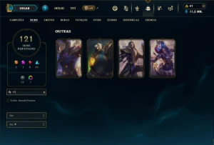 Prata 1 com 150 Champs e 121 Skins ( TOP / JG / MID ) - League of Legends LOL