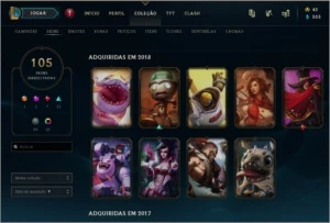 Conta League of Legends 105 skins 135 campeões LOL