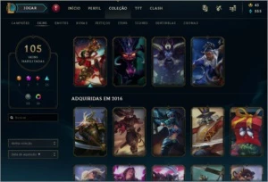 Conta League of Legends 105 skins 135 campeões LOL