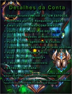 conta unranked - League of Legends LOL