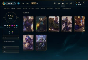 Ouro 4 com 150 Champs e 154 Skins ( TOP / MID / JG ) - League of Legends LOL