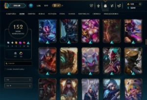 Ouro 4 com 150 Champs e 154 Skins ( TOP / MID / JG ) - League of Legends LOL