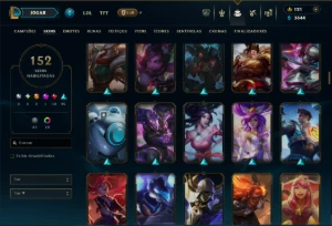 Ouro 4 com 150 Champs e 154 Skins ( TOP / MID / JG ) - League of Legends LOL