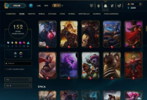 Ouro 4 com 150 Champs e 154 Skins ( TOP / MID / JG ) - League of Legends LOL