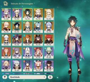 AR 57 - 12 personagens 5* + 4 armas 5* + mapas 100% - Genshin Impact