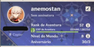 AR 57 - 12 personagens 5* + 4 armas 5* + mapas 100% - Genshin Impact