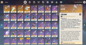 AR 57 - 12 personagens 5* + 4 armas 5* + mapas 100% - Genshin Impact