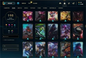 Conta Platina 3 com TODOS os champ e 197 Skins + 4 Prestigio - League of Legends LOL