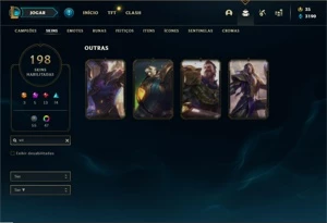 Conta Platina 3 com TODOS os champ e 197 Skins + 4 Prestigio - League of Legends LOL