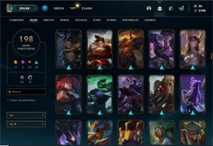 Conta Platina 3 com TODOS os champ e 197 Skins + 4 Prestigio - League of Legends LOL