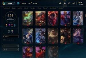 Conta Platina 3 com TODOS os champ e 197 Skins + 4 Prestigio - League of Legends LOL