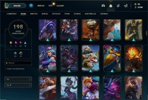 Conta Platina 3 com TODOS os champ e 197 Skins + 4 Prestigio - League of Legends LOL