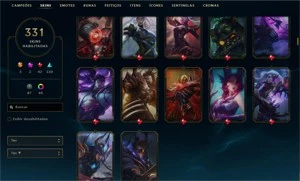 Conta LOL gold4 331 skins 42 skins lendárias todos champs - League of Legends