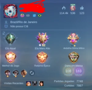 Conta de Mobile Legends 183 SKINS