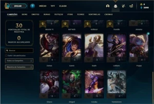Conta ouro 3 com 30 Champs e 4 Skins - League of Legends LOL
