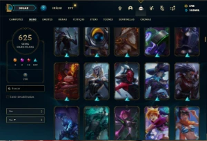 Conta Unranked com TODOS os champs e 625 Skins - League of Legends LOL