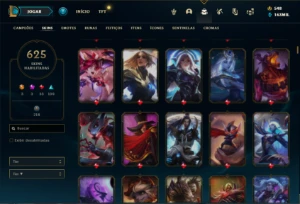 Conta Unranked com TODOS os champs e 625 Skins - League of Legends LOL