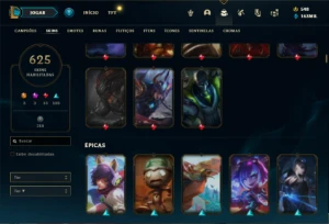 Conta Unranked com TODOS os champs e 625 Skins - League of Legends LOL