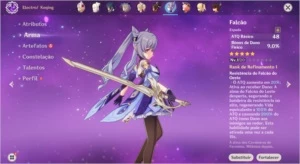 Conta genshin impact: Jean + Keqing + Falcão, Rank 41.