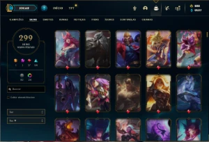 Conta Prata 3 com TODOS os champs e 299 Skins + 6 Vitoriosas - League of Legends LOL
