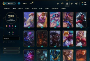 Conta Prata 3 com TODOS os champs e 299 Skins + 6 Vitoriosas - League of Legends LOL