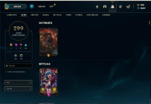 Conta Prata 3 com TODOS os champs e 299 Skins + 6 Vitoriosas - League of Legends LOL