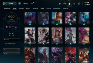 Conta Prata 3 com TODOS os champs e 299 Skins + 6 Vitoriosas - League of Legends LOL