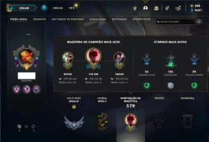 Conta Prata 3 com TODOS os champs e 299 Skins + 6 Vitoriosas - League of Legends LOL
