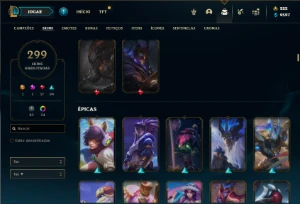 Conta Prata 3 com TODOS os champs e 299 Skins + 6 Vitoriosas - League of Legends LOL