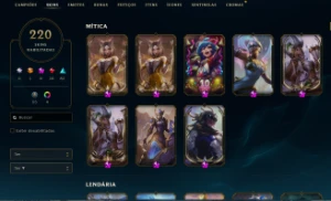 Conta League of Legends 220 skins, 8 vitoriosas, 16 míticas LOL