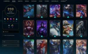 Conta League of Legends 220 skins, 8 vitoriosas, 16 míticas LOL