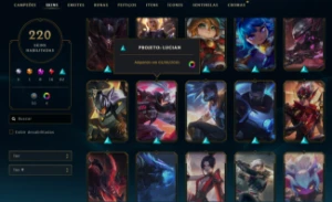 Conta League of Legends 220 skins, 8 vitoriosas, 16 míticas LOL