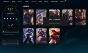 Conta League of Legends 220 skins, 8 vitoriosas, 16 míticas LOL