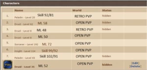 Conta com varios chars(Ms 172 / EK 114 / RP 65 / ED 62) - Tibia
