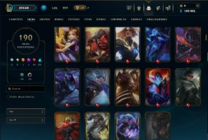 Prata 2 com TODOS os Champs e 190 Skins ( MID / TOP / ADC ) - League of Legends LOL