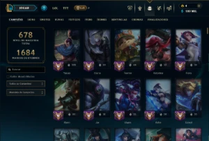Prata 2 com TODOS os Champs e 190 Skins ( MID / TOP / ADC ) - League of Legends LOL