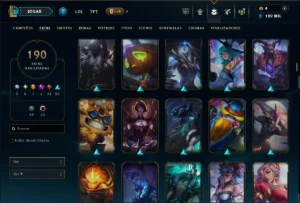 Prata 2 com TODOS os Champs e 190 Skins ( MID / TOP / ADC ) - League of Legends LOL