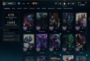 Prata 2 com TODOS os Champs e 190 Skins ( MID / TOP / ADC ) - League of Legends LOL