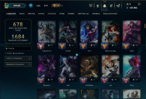 Prata 2 com TODOS os Champs e 190 Skins ( MID / TOP / ADC ) - League of Legends LOL