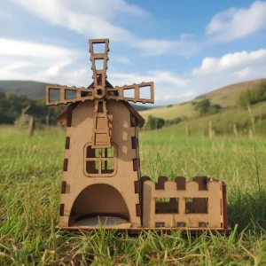 Mini Casinha MDF, 09x10cm. modelo moinho, diorama - Artesanato e Personalizados