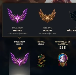 Conta Mestre 198pdl 60%winrate - League of Legends LOL