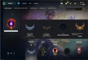 Conta prata 2 com 138 Champs e 88 Skins + 1 Prestigio - League of Legends LOL